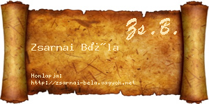 Zsarnai Béla névjegykártya